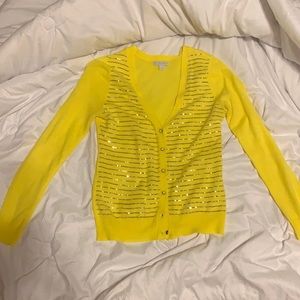 NWOT New York and Co. semi sequenced yellow cardigan.